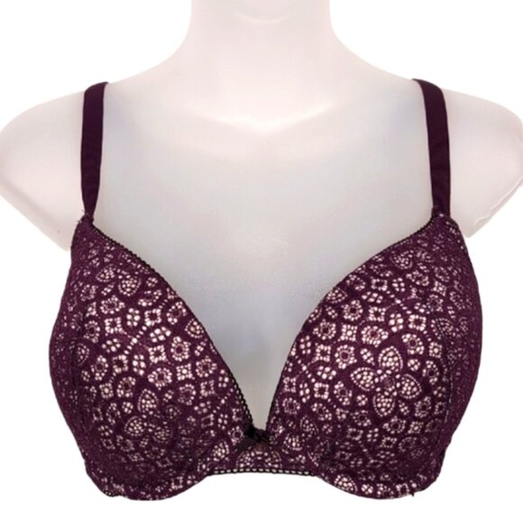 Victorias Secret Dream Angels Push Up Bra Lace Plunge Underwire Lace Up 38D - Picture 1 of 16